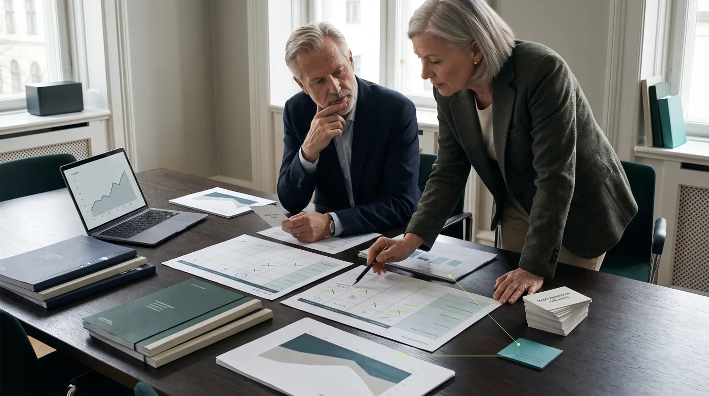 Risk, resilience and compliance specialists reviewing evidence